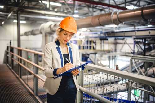 woman with blue helmet