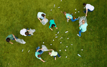 Person hiking in woods